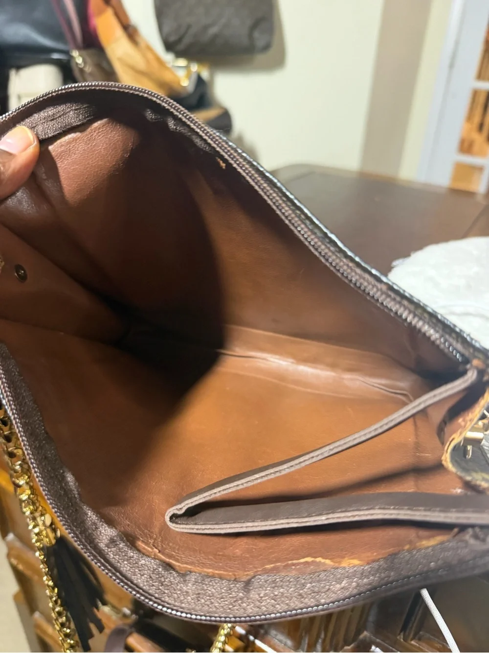 Louis Vuitton Brown Monogram Chain Crossbody Bag with Tassel - Picture 7 of 9